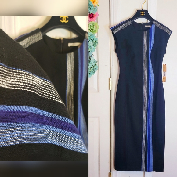 NWT Rachel Roy Navy Fitted Slim Midi Dress 6 SMALL - Picture 8 of 10